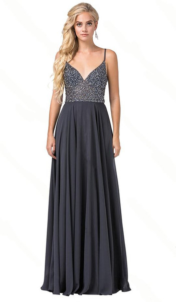 Dancing Queen 2648 Sleeveless Beaded V-neck A-line Dress