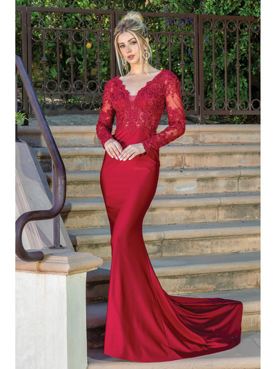 Dancing Queen 4124 Scallop Embroidered Long Sleeves Gown Dancing Queen 4124 Scallop Embroidered Long Sleeves Gown
