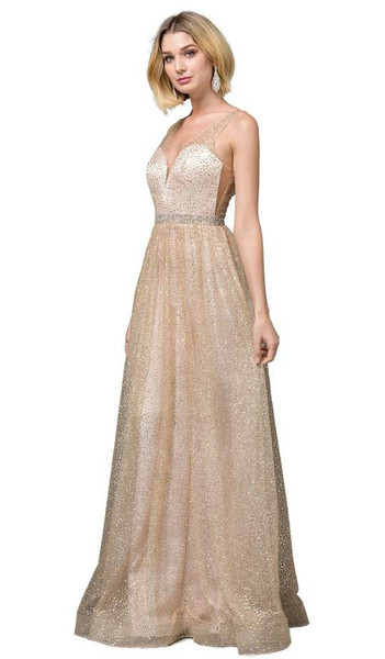 Dancing Queen 2834 Sleeveless Plunging V-neck A-line Gown
