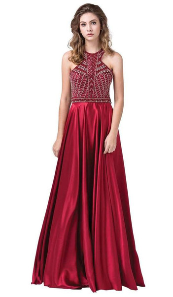Dancing Queen 2518 Sleeveless Embellished Halter Long Gown
