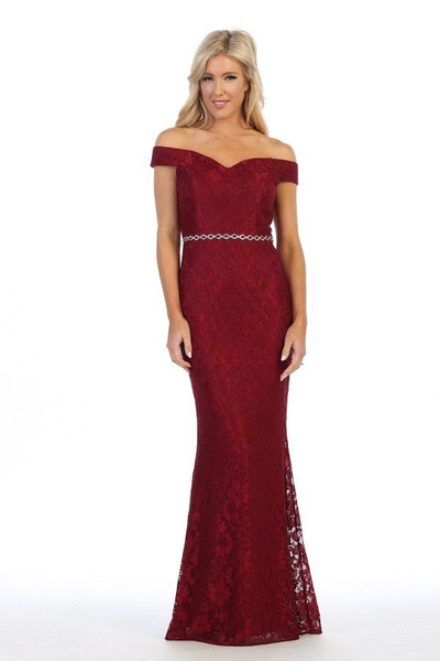 Celavie 6409 Off the Shoulder Lace Mermaid Long Dress