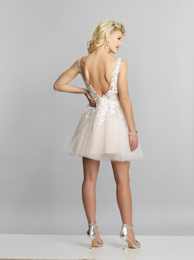 Dave and Johnny A8341 Sleeveless V Neck Short Dress