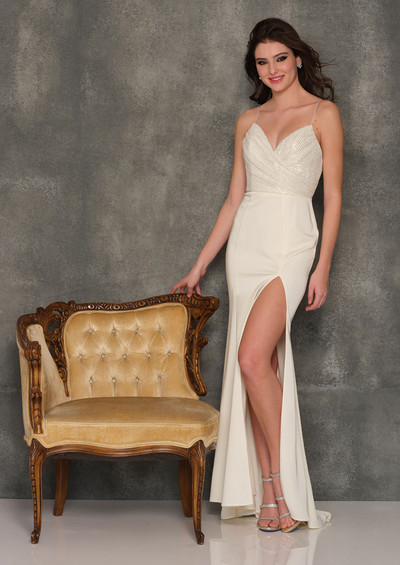 Dave and Johnny A8855 A-Line Sequin Long Gown