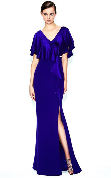 Alexander by Daymor 559 Cape V-neck Sheath Long Gown