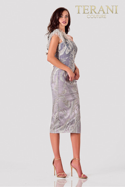 Terani Couture 2111C4557 Embroidered Beads Knee Length Dress