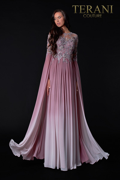 Terani Couture 2111M5282 Floor Length Sleeves A-Line Dress Terani Couture 2111M5282 Floor Length Sleeves A-Line Dress
