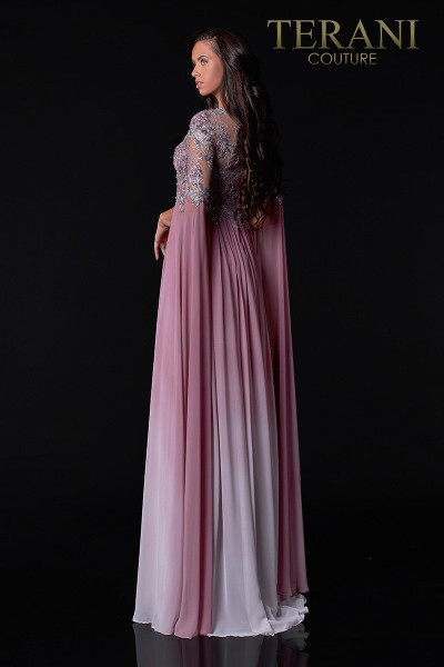 Terani Couture 2111M5282 Floor Length Sleeves A-Line Dress