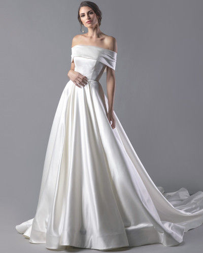 Alina Voce By Jovani AV05395 Off Shoulder A Line Bridal Gown