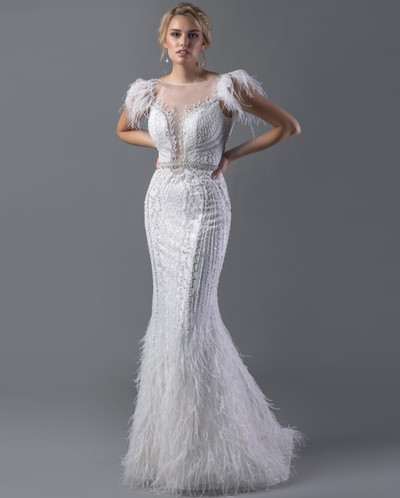 Alina Voce By Jovani AV06026 Flutter Sleeve Bridal Dress