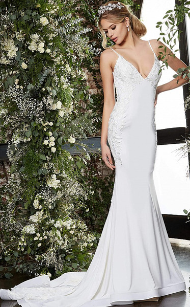 Jovani JB06667 Spaghetti Strap Embroidered Bridal Dress