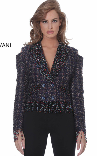 Jovani M61912 Long Sleeve Cold Shoulder Contemporary Blazer