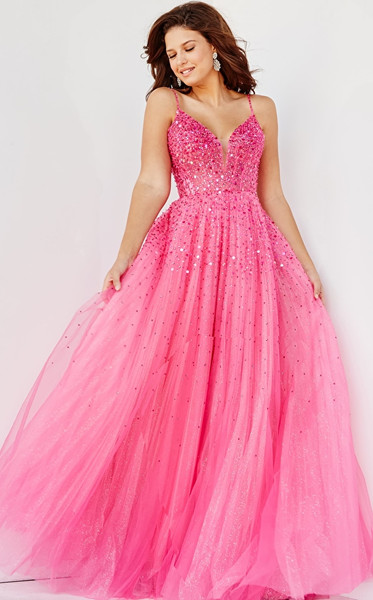 Jovani 08408 Sleeveless Spaghetti Straps Embellished Gown