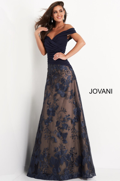 Jovani 02852 Pleated Bodice A Line Mother of Bride Dress