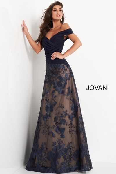 Jovani 02852 Pleated Bodice A Line Mother of Bride Dress