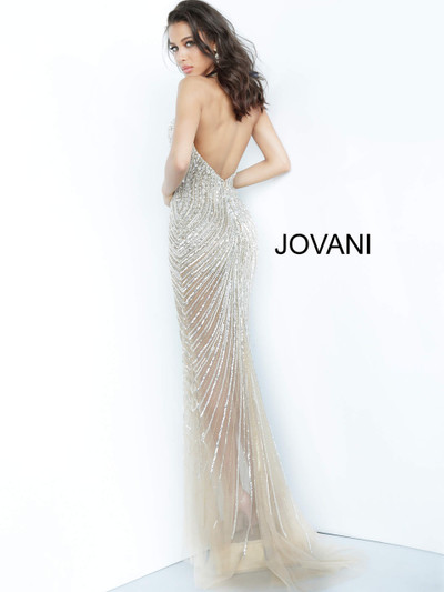 Jovani 2609 Sheer Sequin Beaded Halter V-Neck Prom Dress Jovani 2609 Sheer Sequin Beaded Halter V-Neck Prom Dress