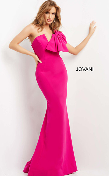 Jovani 07306 One Shoulder Form Fitting Sheath Evening Dress