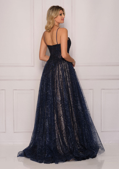 Dave and Johnny 9967 Navy Prom Dress