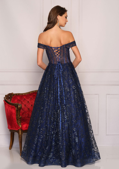 Dave and Johnny 10544 Navy Prom Dress Dave and Johnny 10544 Navy Prom Dress