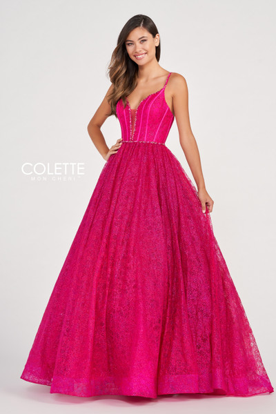 Colette by Daphne CL2018 Novelty Glitter Lace Prom Dress