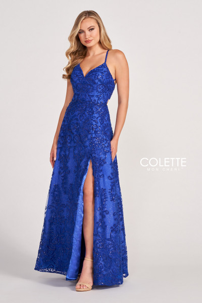 Colette by Daphne CL2028 Novelty Lace Long Prom Dress