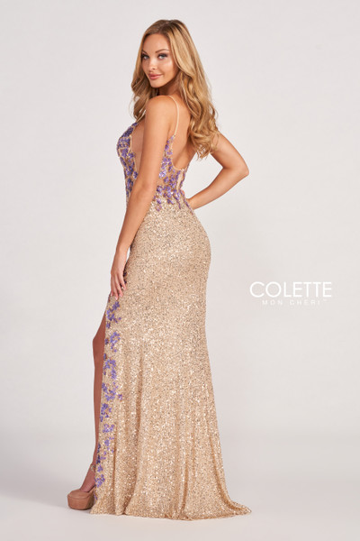 Colette by Daphne CL2049 Stretch Sequin Long Prom Dress