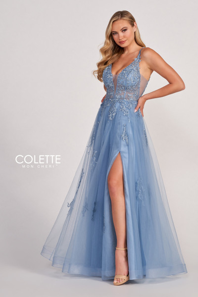 Colette by Daphne CL2074 Tulle Lace Appliques Prom Dress