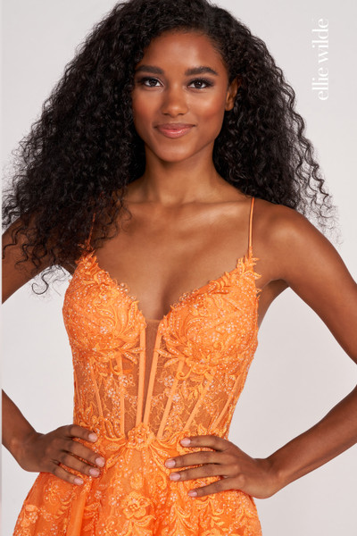 Ellie Wilde by Mon Cheri EW34036 Embroidered Lace Long Dress