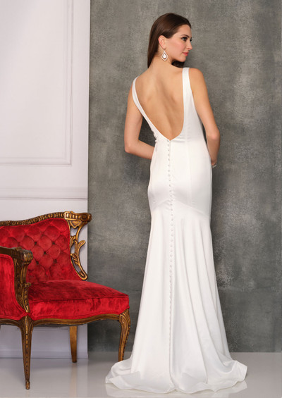 Dave and Johnny 10803 Sleeveless V-neck Slim-fit Bridal Gown