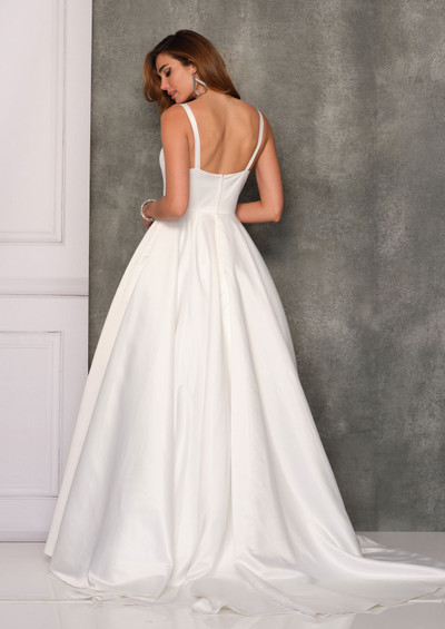 Dave and Johnny 10653 V-Neck Sleeveless Long Bridal Gown