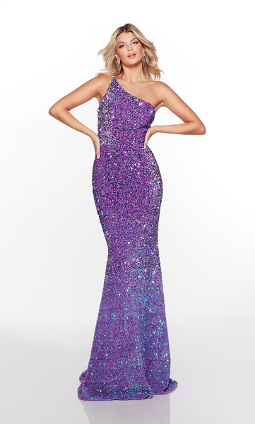 Alyce Paris 61336 Ombre Sequins One Shoulder Long Prom Dress