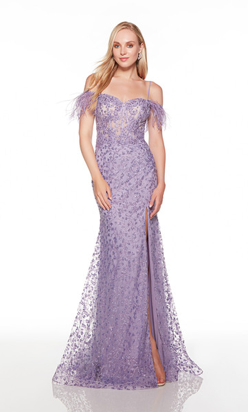 Alyce Paris 61405 Glitter-feather Sweetheart Neck Prom Dress