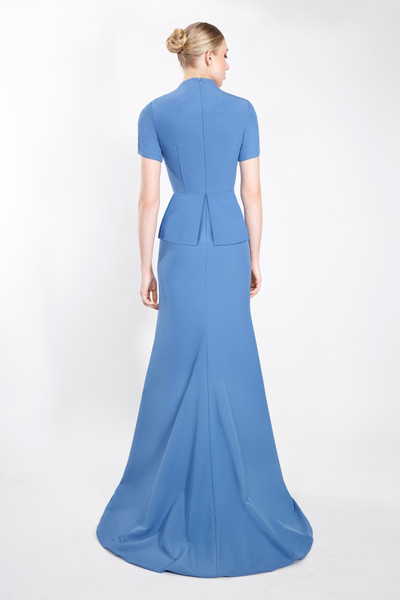 Janique 23009 Short Sleeves Scoop Neck Trumpet Pleated Gown