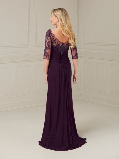 House of Wu 17822 Lace Illusion Neck 3/4 Sleeve A-line Dress