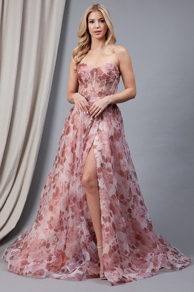 Amelia Couture 2106 Print Organza Sleeveless Long Dress Amelia Couture 2106 Print Organza Sleeveless Long Dress