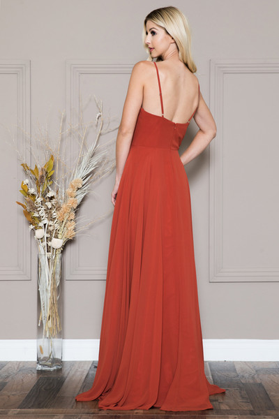 Amelia Couture 477 Chiffon V-neck Sleeveless Long Dress