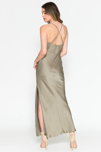 Amelia Couture 6115 Satin Cowl Neck Sleeveless Long Dress