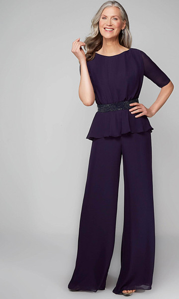 Alyce Paris 27576 Scoop Neck Closed Back Long Jumpsuit