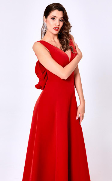 MNM Couture N0445 Crepe Sleeveless Plunging Neck Long Dress