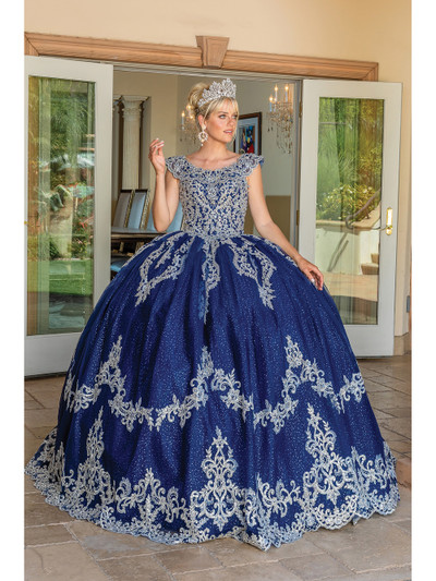 Dancing Queen 1709 Round Neck Cap Sleeves Long Ballgown