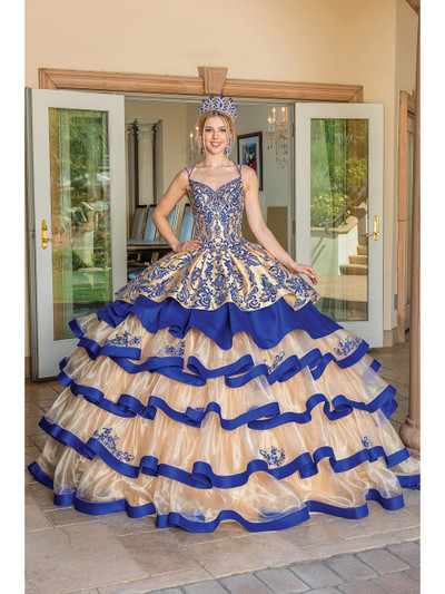 Dancing Queen 1689 V-neck Ruffled Tiers Basque Ballgown