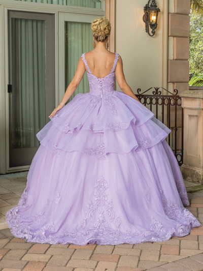 Dancing Queen 1686 Deep V-Neck Sleeveless Beaded Ballgown