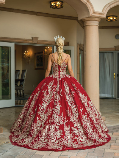 Dancing Queen 1616 V-Neck Strap Sleeves Embroidery Ballgown