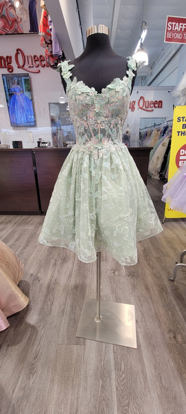 Dancing Queen 3361 Sleeveless Floral Applique Short Dress