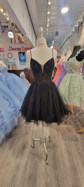 Dancing Queen 3353 Strap Sleeves V-neck Homecoming Dress