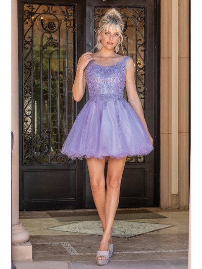 Dancing Queen 3304 Lace Embroidery Scoop Neck Short Dress