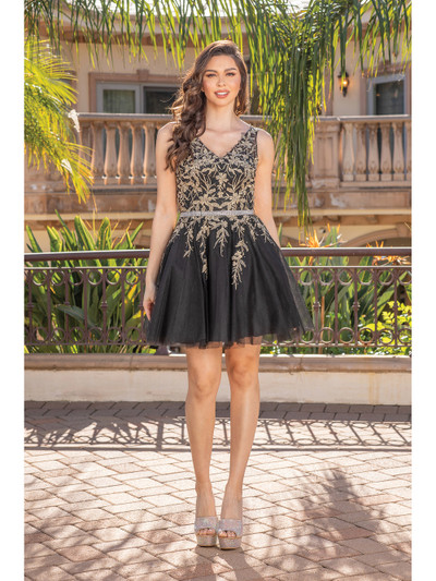 Dancing Queen 3296 V-Neck Sleeveless Homecoming Dress