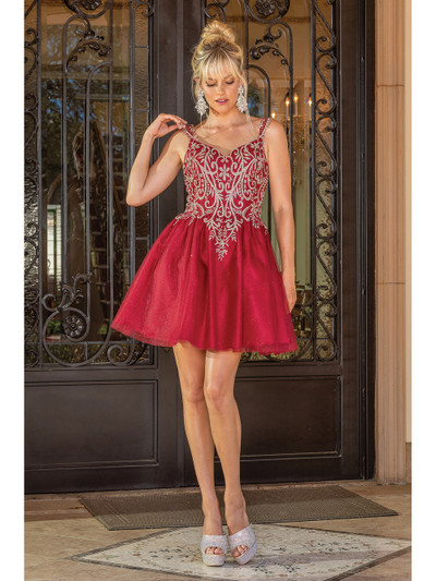 Dancing Queen 3295 Sweater Neck Sleeveless Homecoming Dress