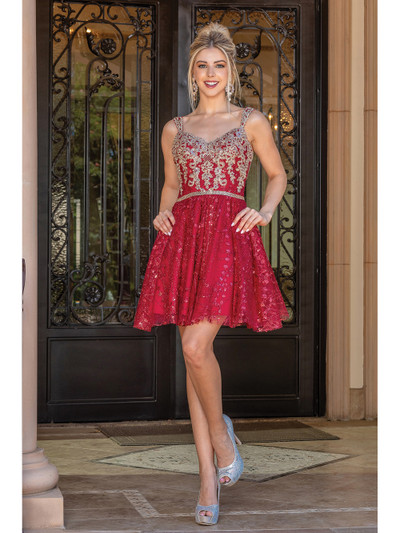 Dancing Queen 3222 V-Neck Sleeveless Homecoming Dress