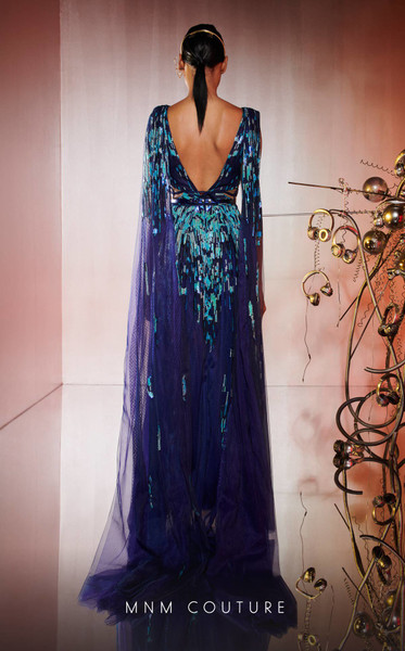 MNM Couture E0044 Sleeveless Deep V-neck Fitted Long Dress