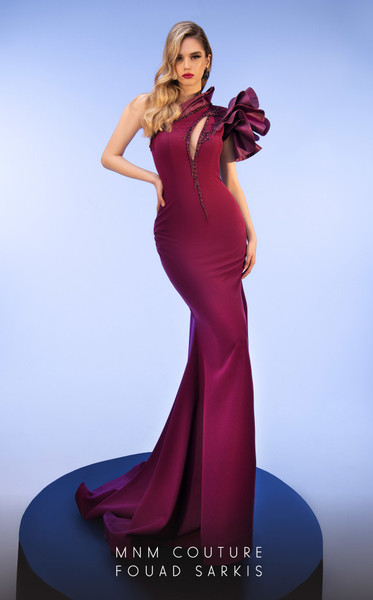 MNM Couture 2736A Cut Out Asymmetric Neck Floor Length Dress MNM Couture 2736A Cut Out Asymmetric Neck Floor Length Dress